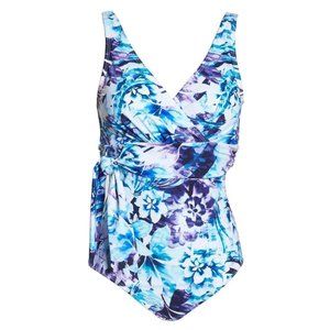 Tommy Bahama Sculpt Aqua Petals One-Piece Swimsuit TSW80510P 14